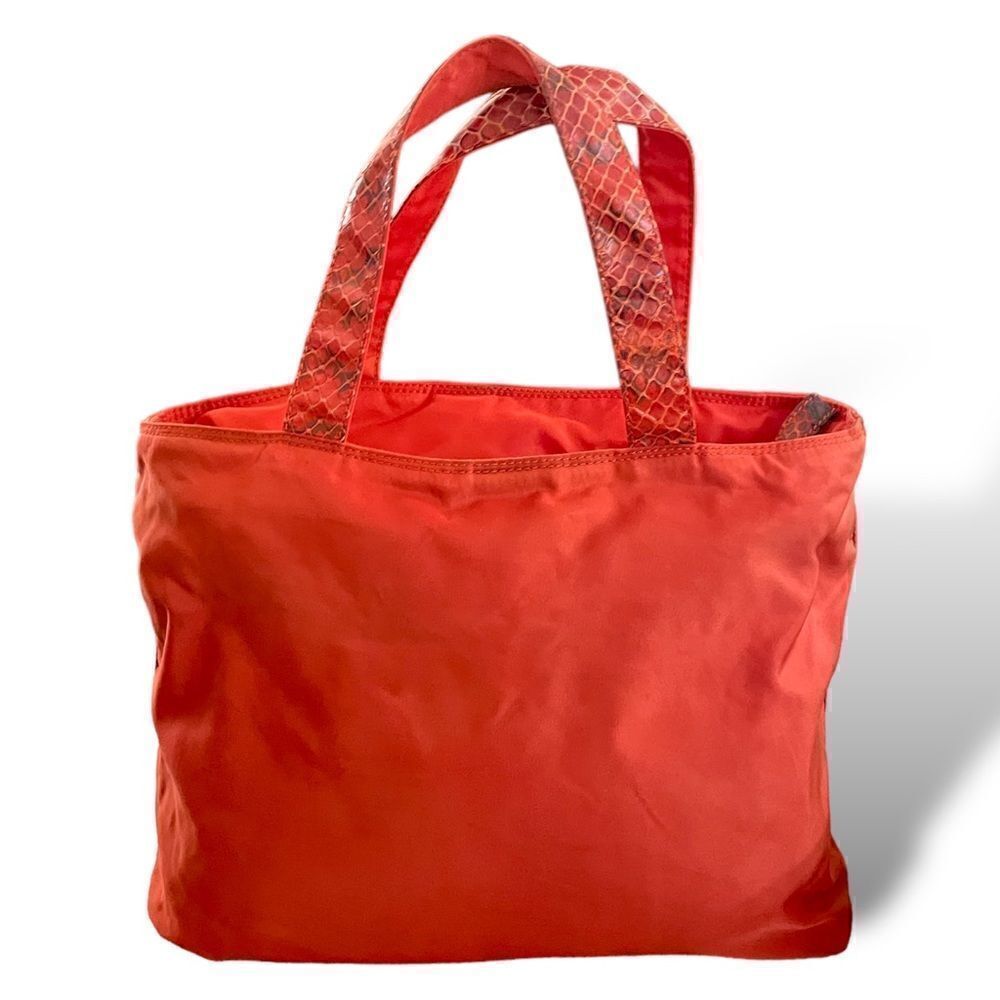 PRADA Tote with Python Handles and Beaded Front Logo - Picture 12 of 14